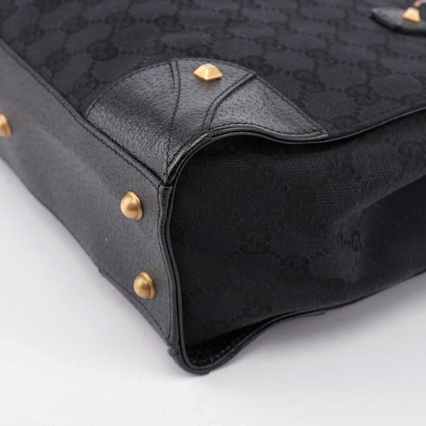 Black Canvas GG Leather Tote