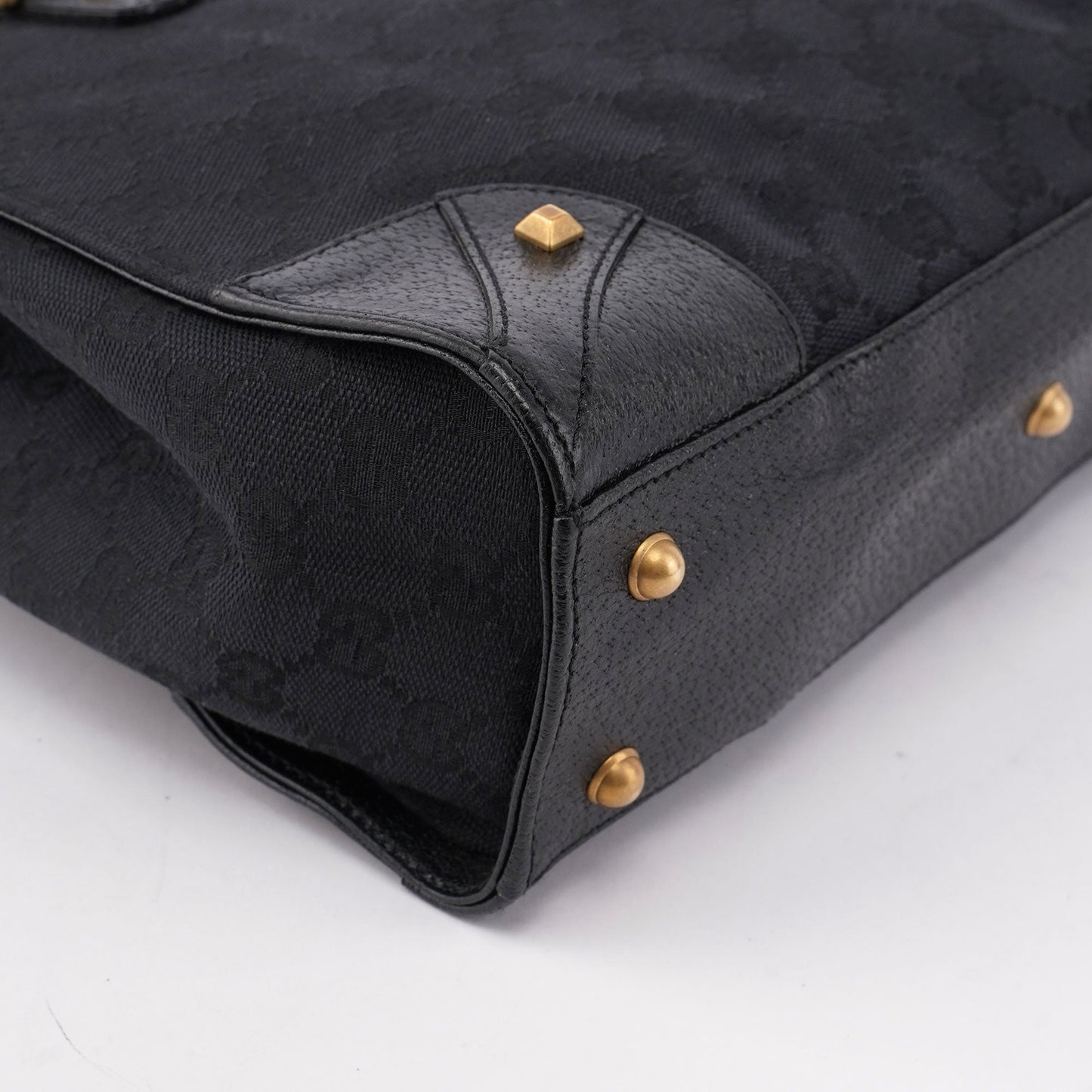 Black Canvas GG Leather Tote