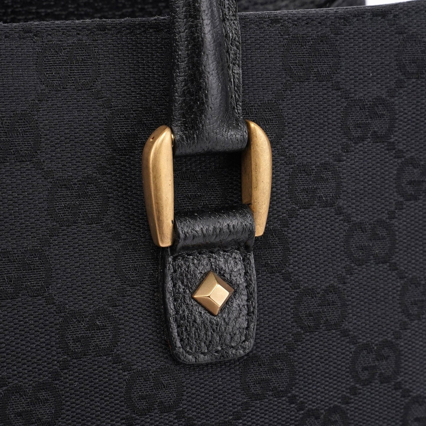 Black Canvas GG Leather Tote