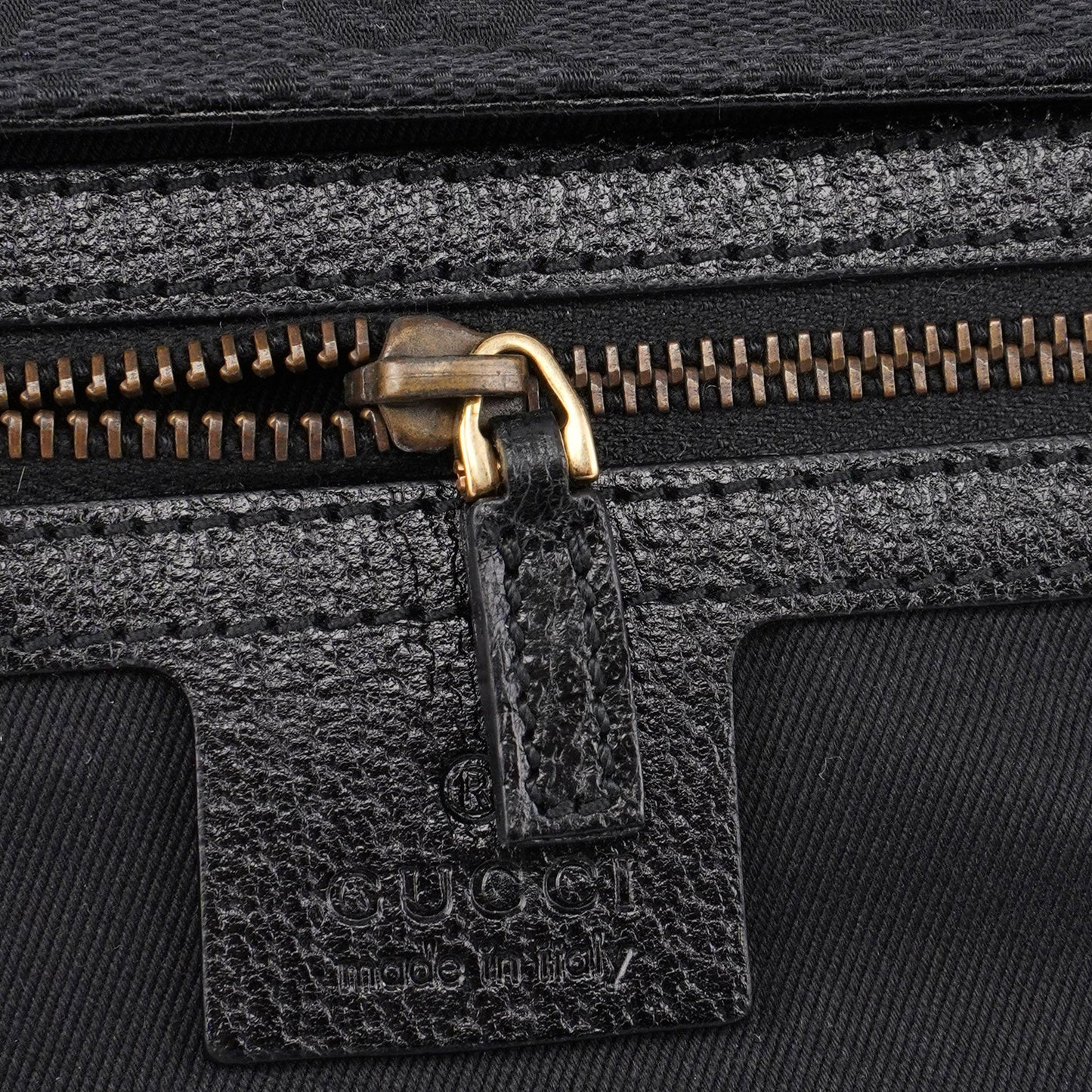 Black Canvas GG Leather Tote