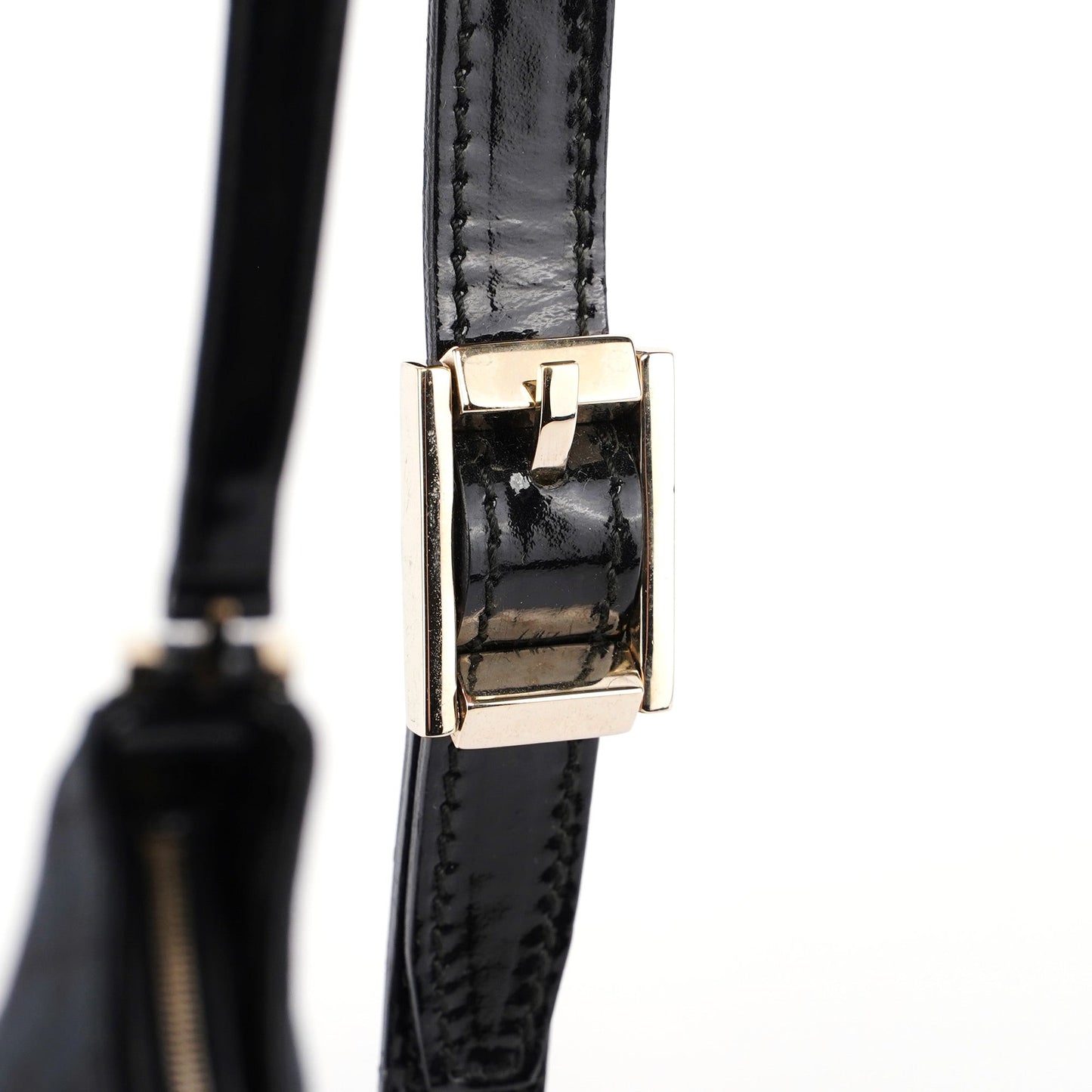 Black Canvas GG Patent Leather Shoulder Bag