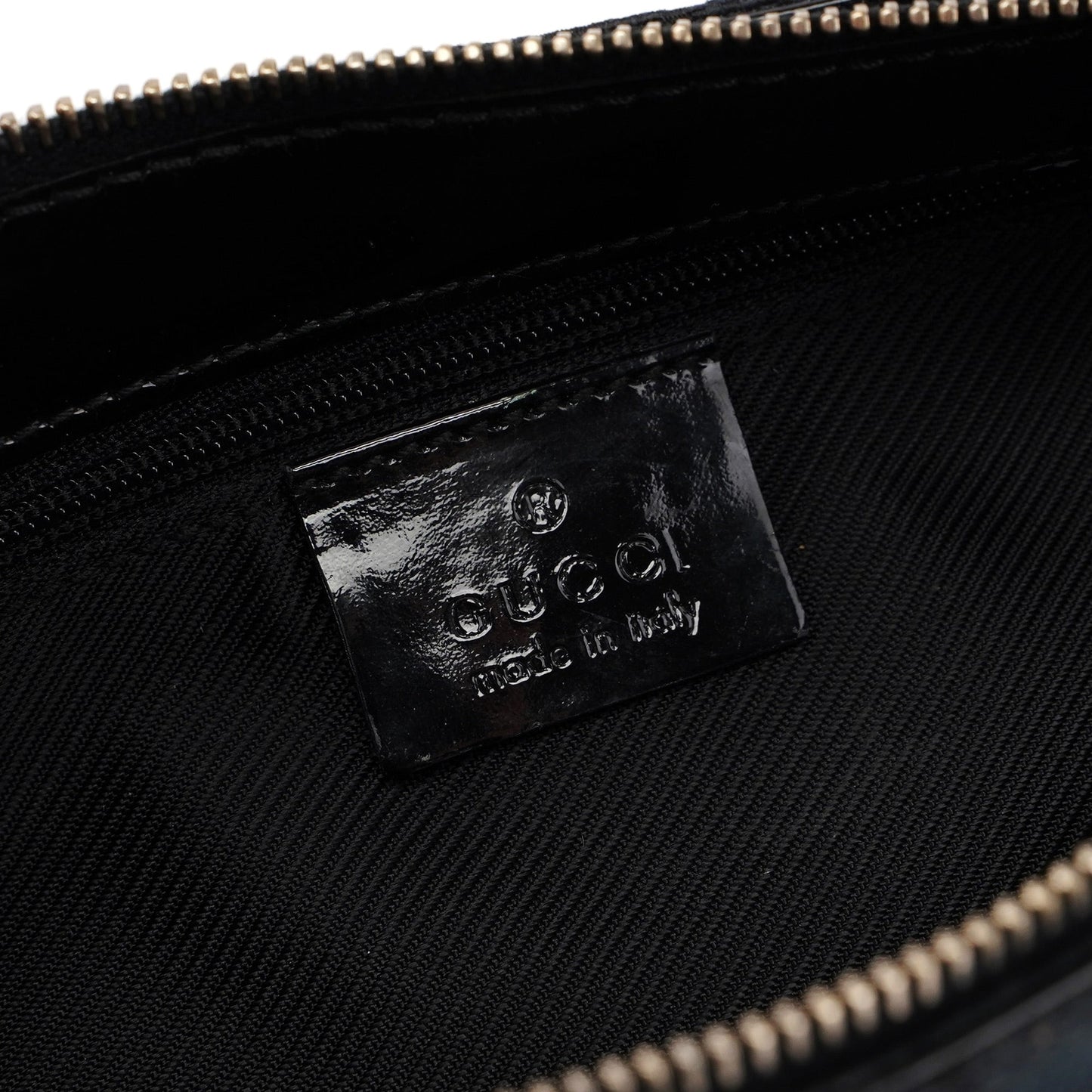 Black Canvas GG Patent Leather Shoulder Bag