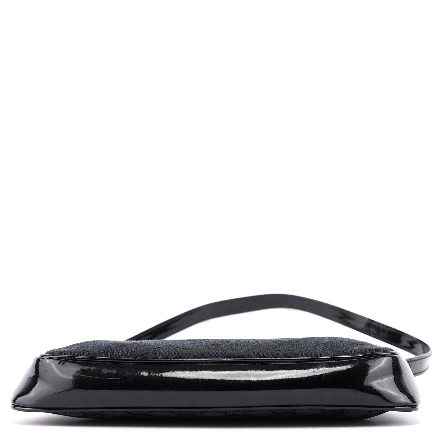 Black Canvas GG Patent Leather Shoulder Bag