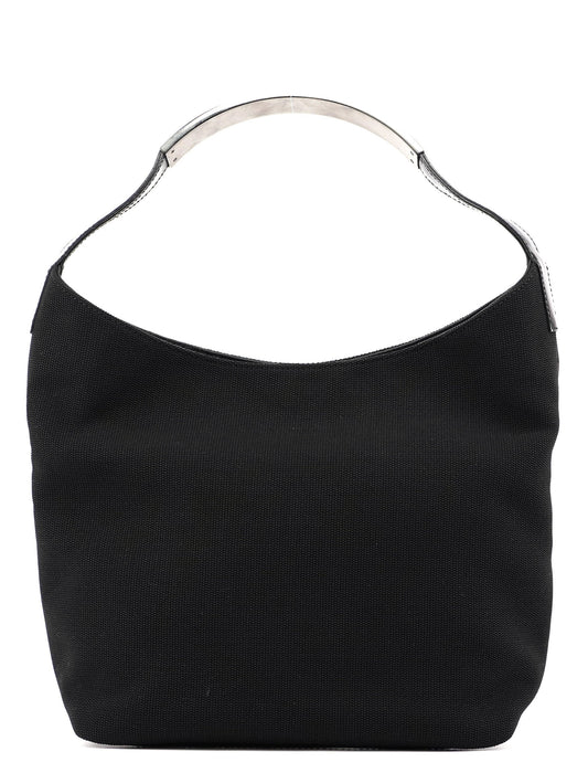 Black Canvas Hobo Shoulder Bag