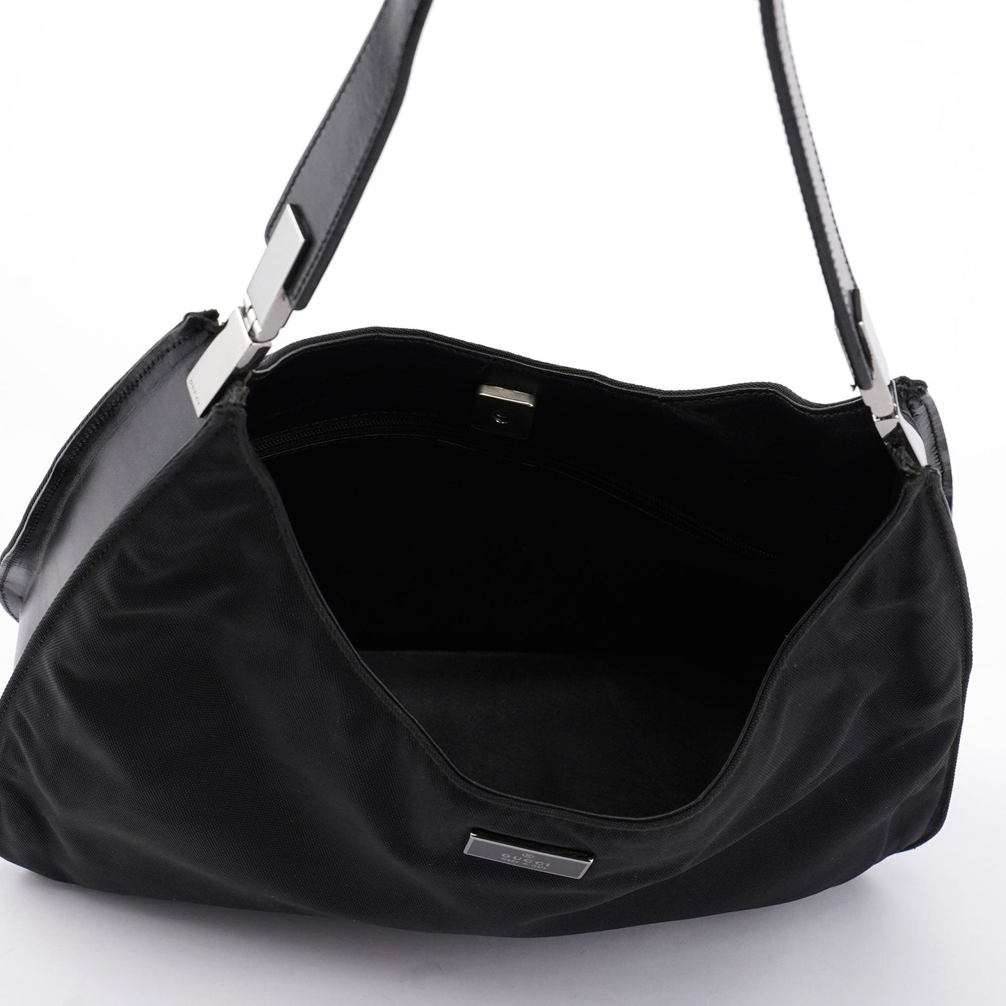 Black Canvas Hobo Shoulder Bag