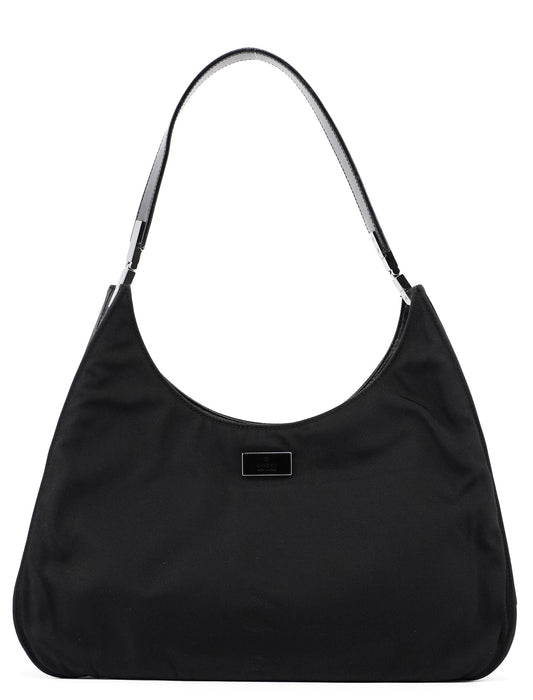 Black Canvas Hobo Shoulder Bag