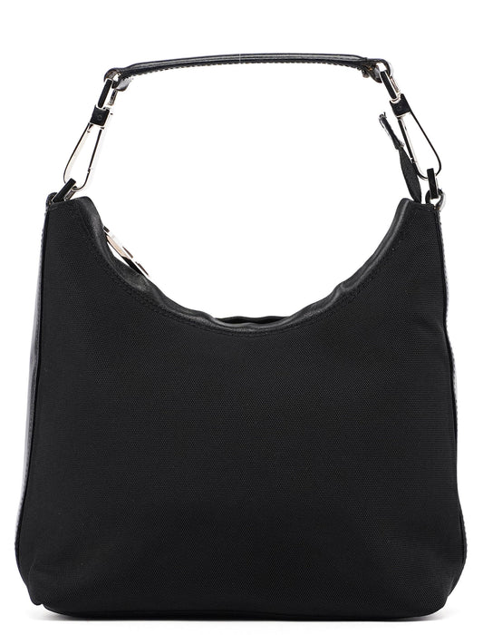 Black Canvas Hobo Shoulder Bag