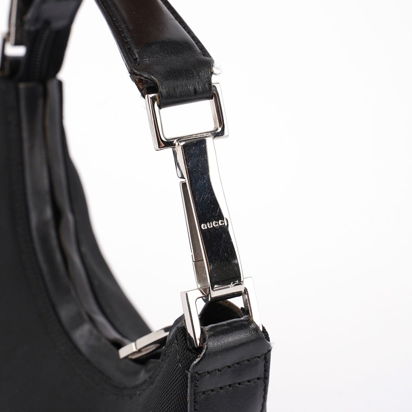 Black Canvas Hobo Shoulder Bag