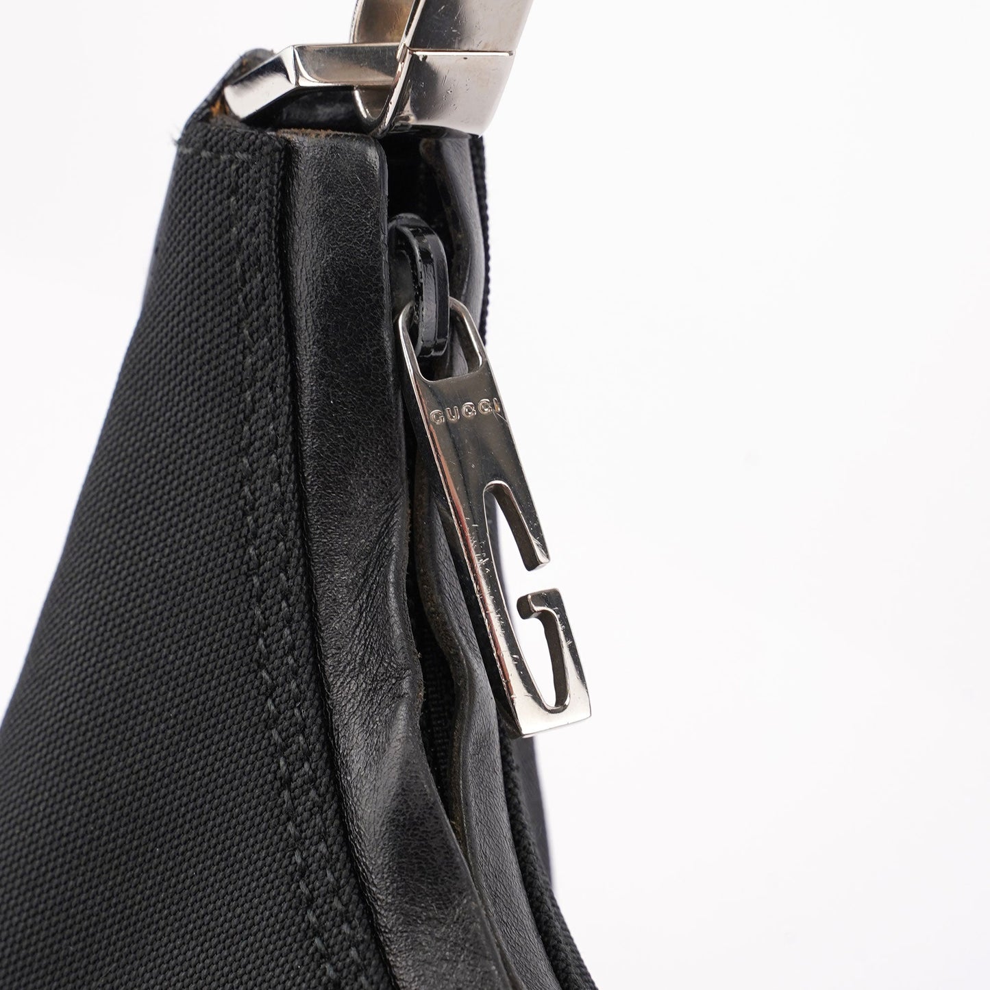 Black Canvas Hobo Shoulder Bag