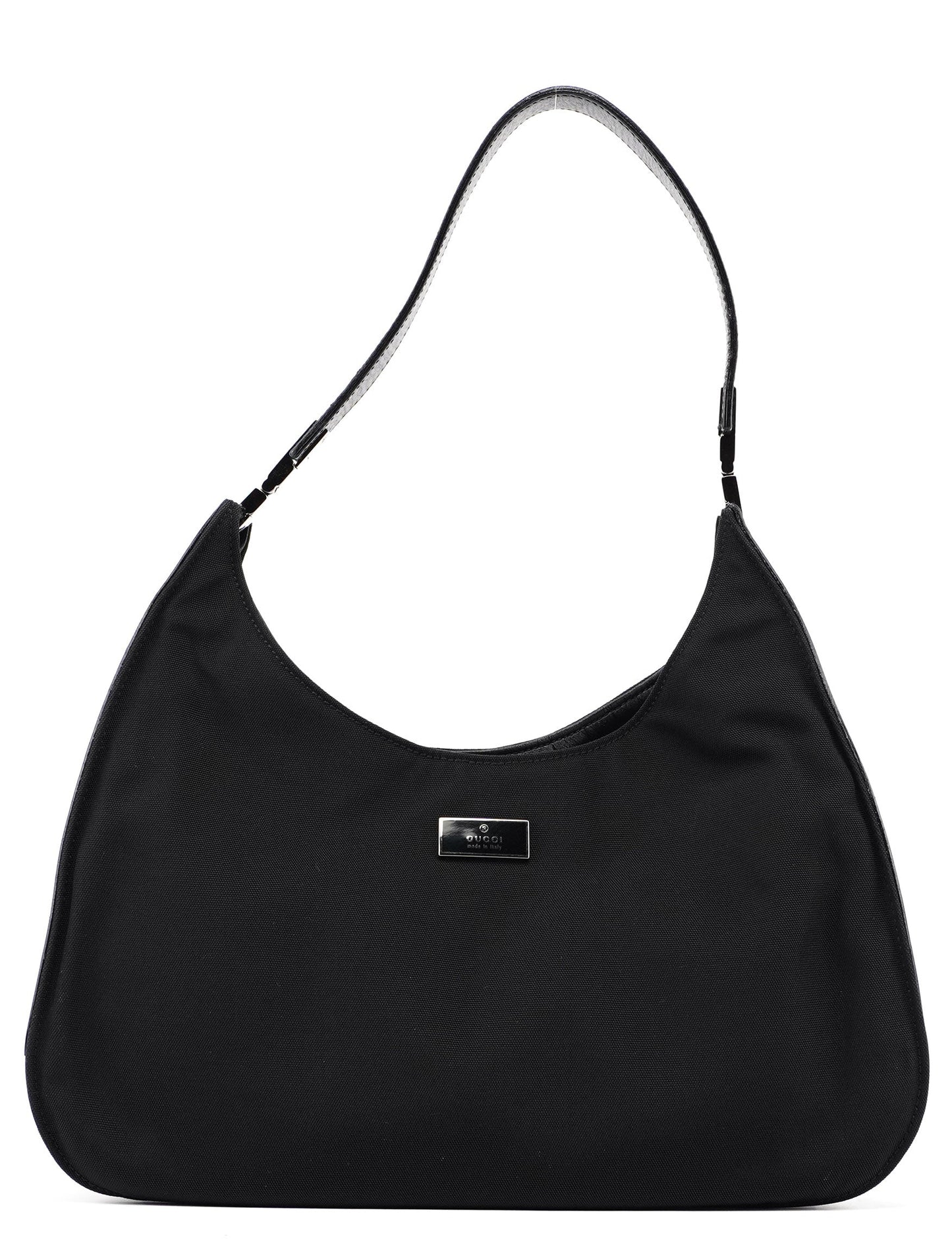 Black Canvas Hobo Shoulder Bag
