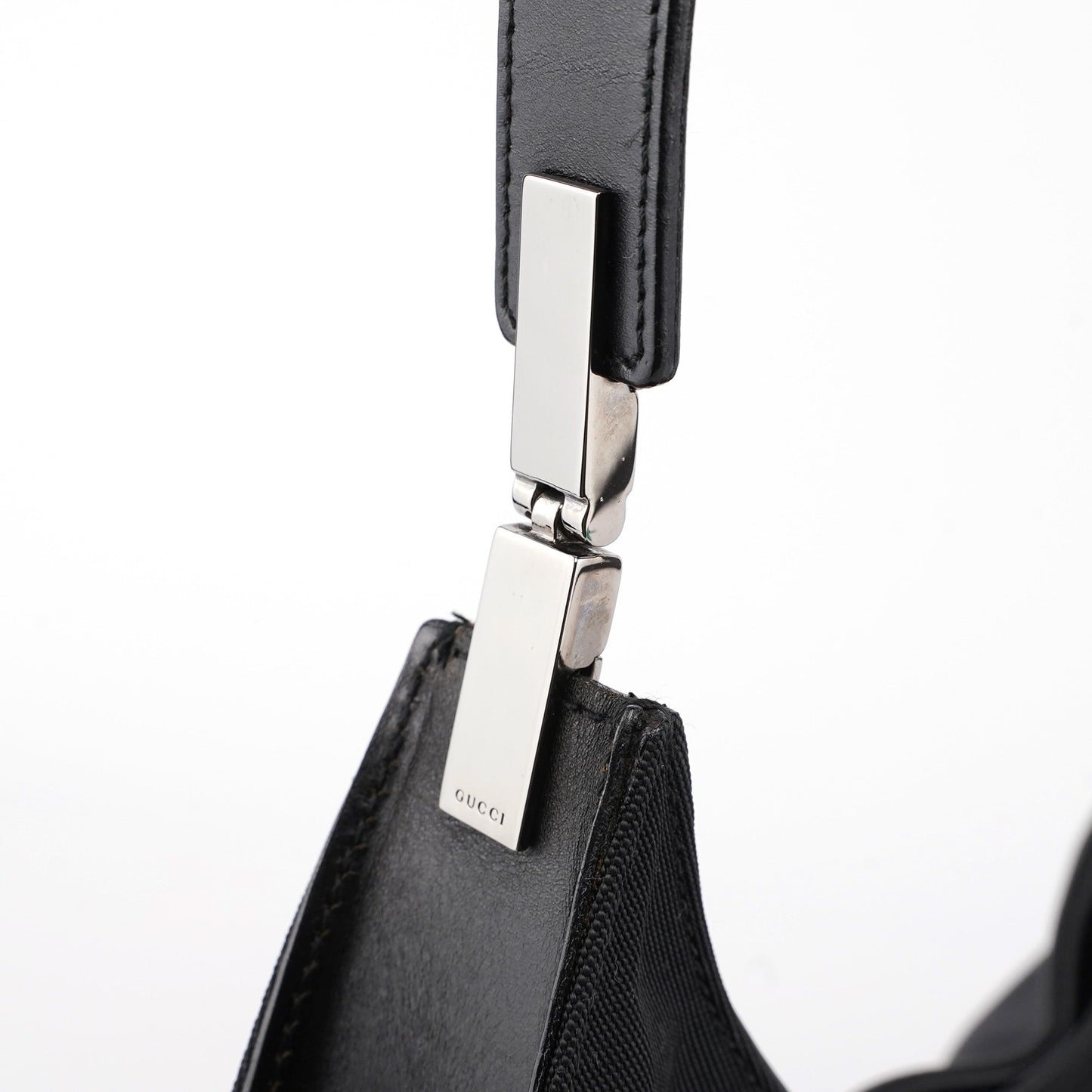 Black Canvas Hobo Shoulder Bag