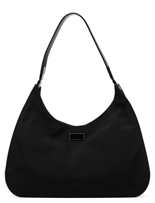Black Canvas Hobo Shoulder Bag