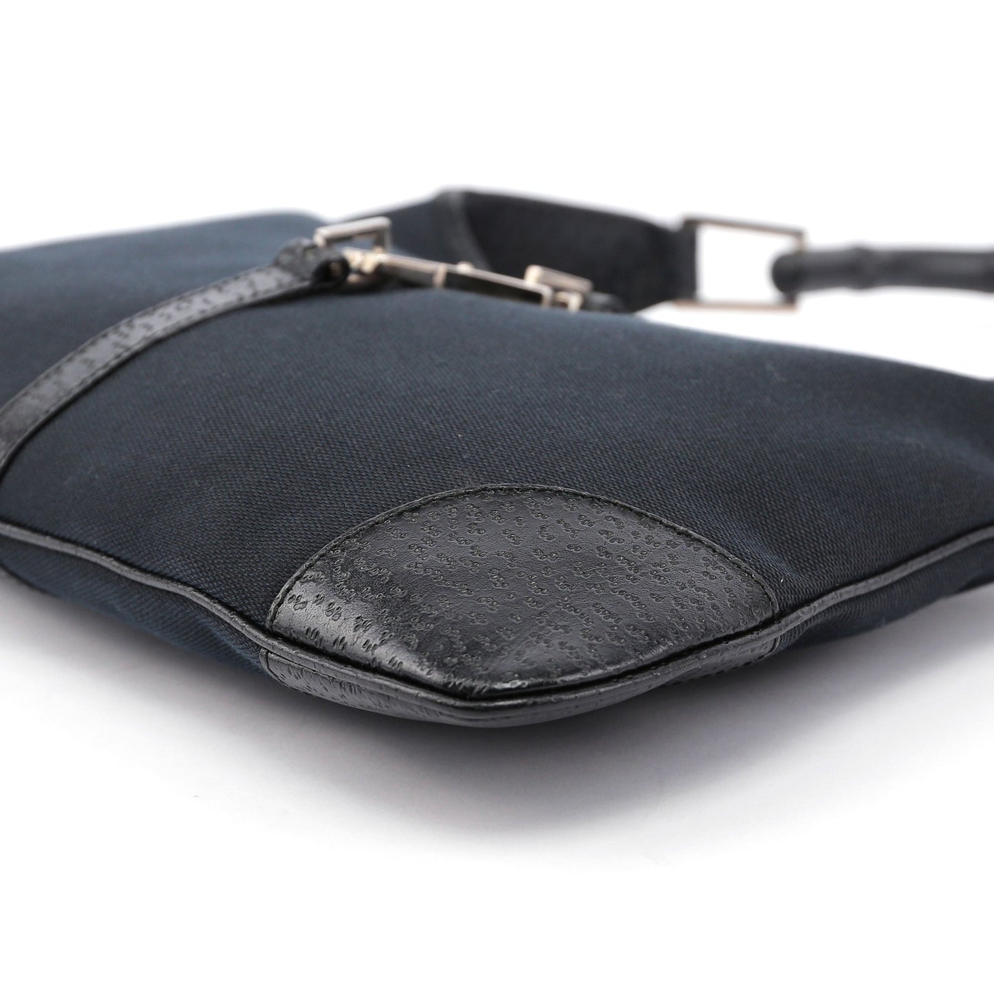 Black Canvas Jackie Bamboo Shoulder Bag