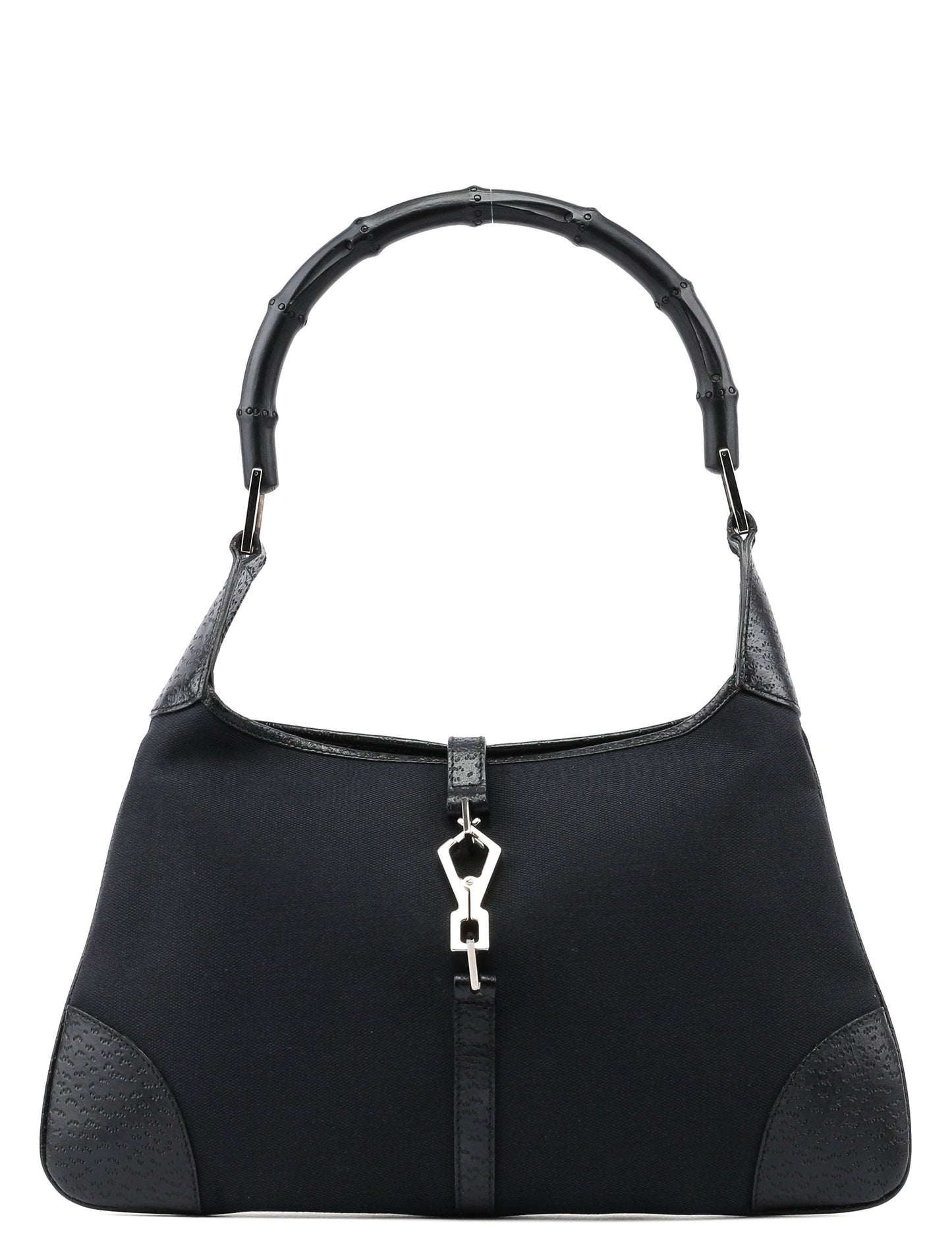 Black Canvas Jackie Bamboo Shoulder Bag