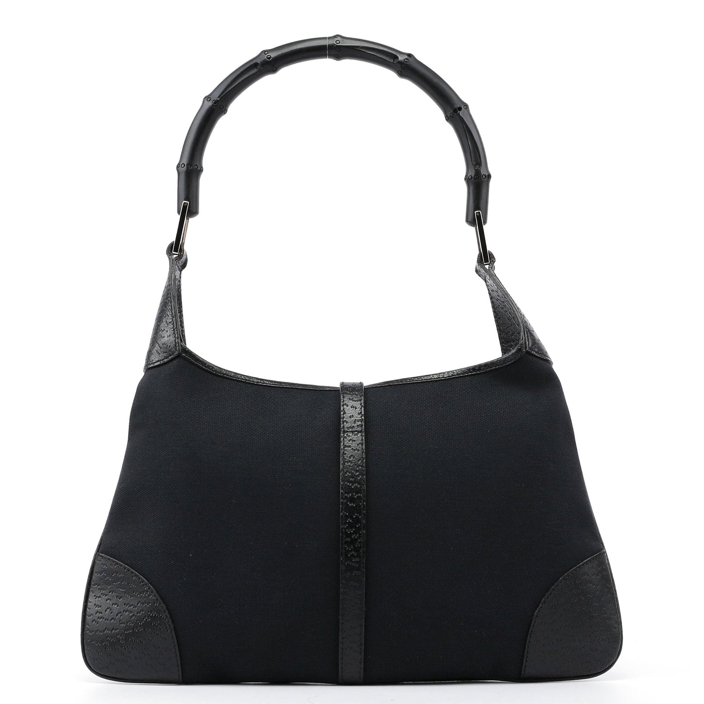 Black Canvas Jackie Bamboo Shoulder Bag