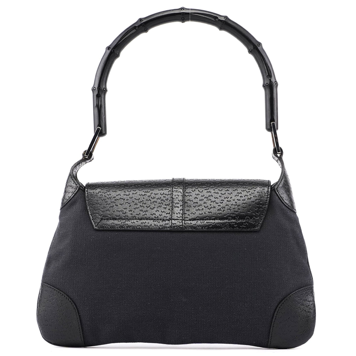 Black Canvas Jackie Bamboo Shoulder Bag