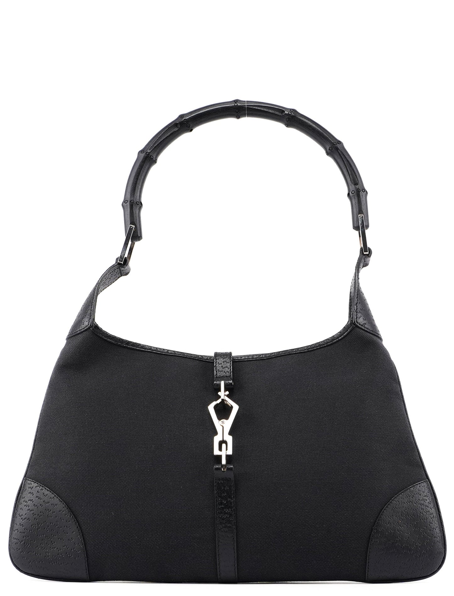 Black Canvas Jackie Bamboo Shoulder Bag