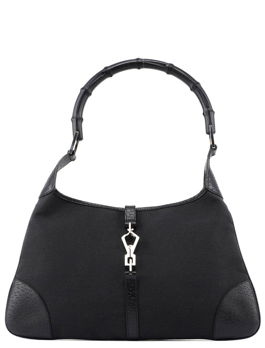 Black Canvas Jackie Bamboo Shoulder Bag