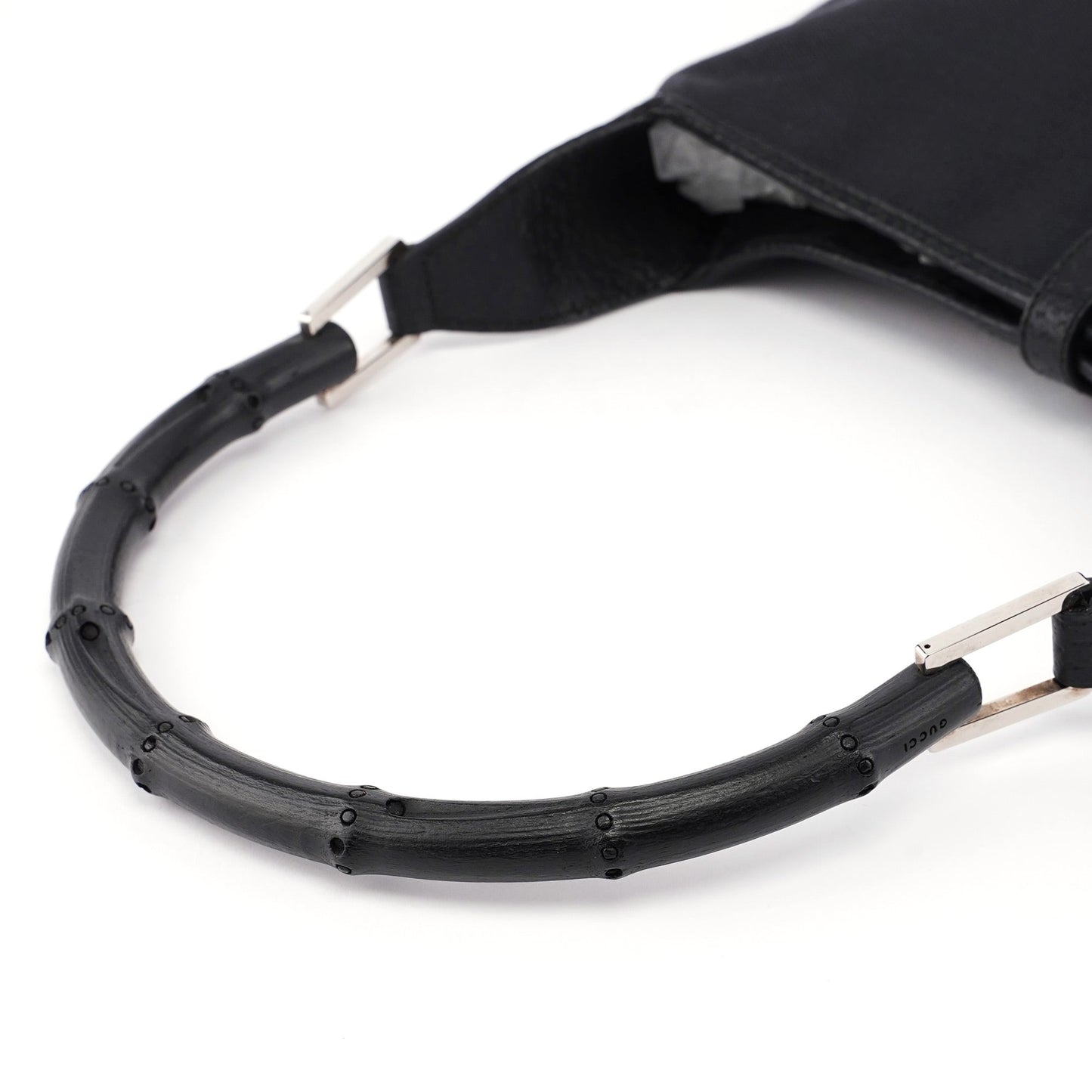 Black Canvas Jackie Bamboo Shoulder Bag