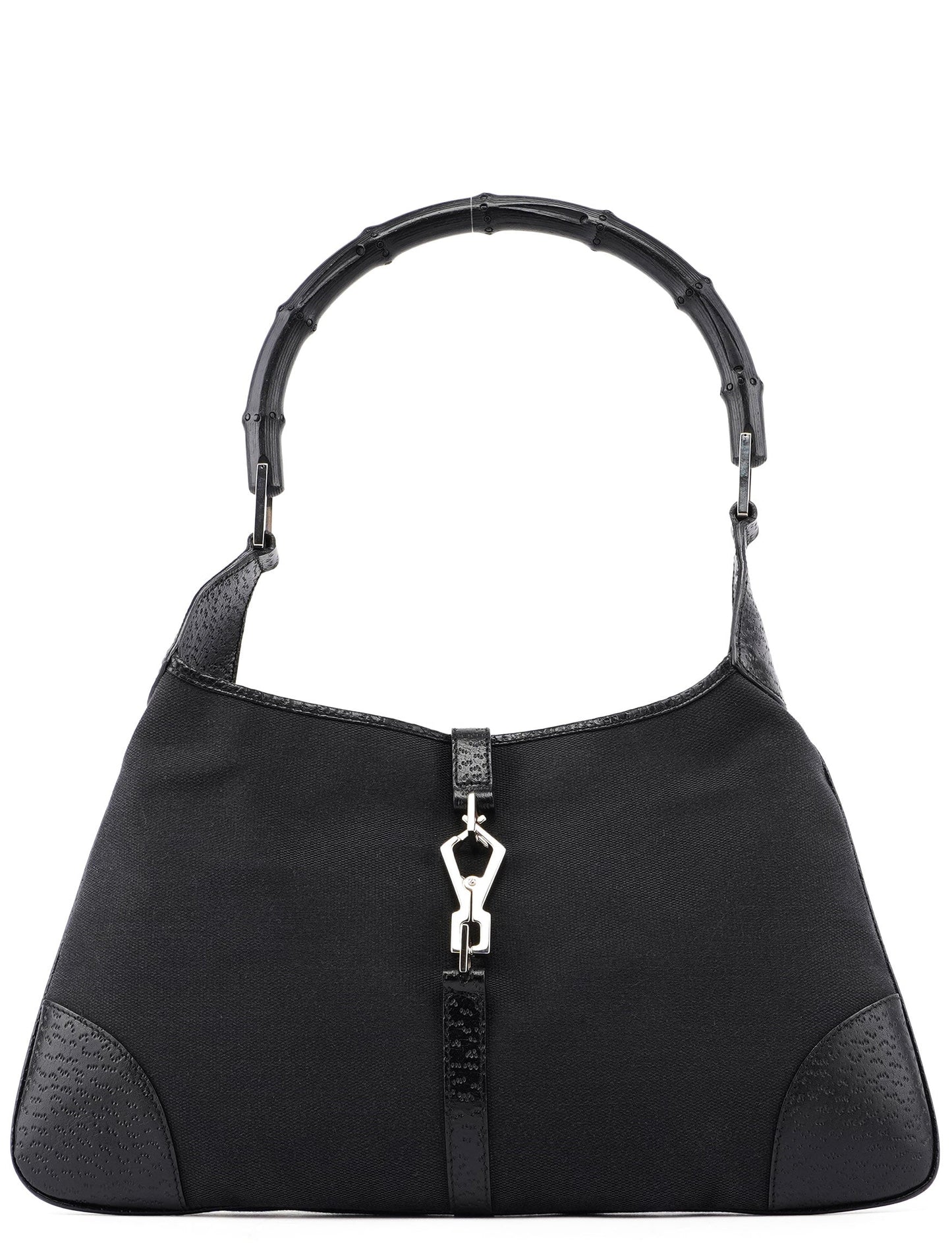 Black Canvas Jackie Bamboo Shoulder Bag