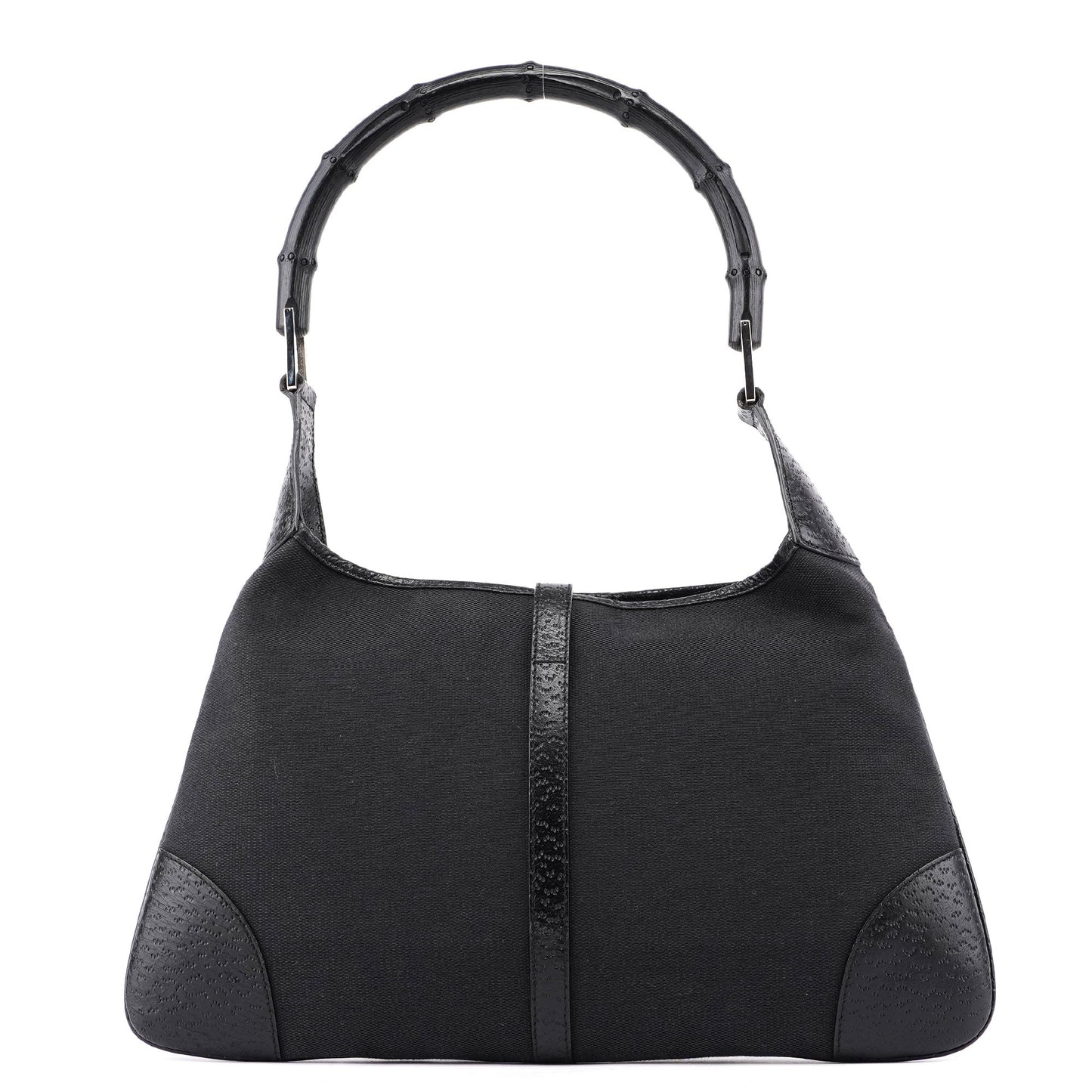 Black Canvas Jackie Bamboo Shoulder Bag