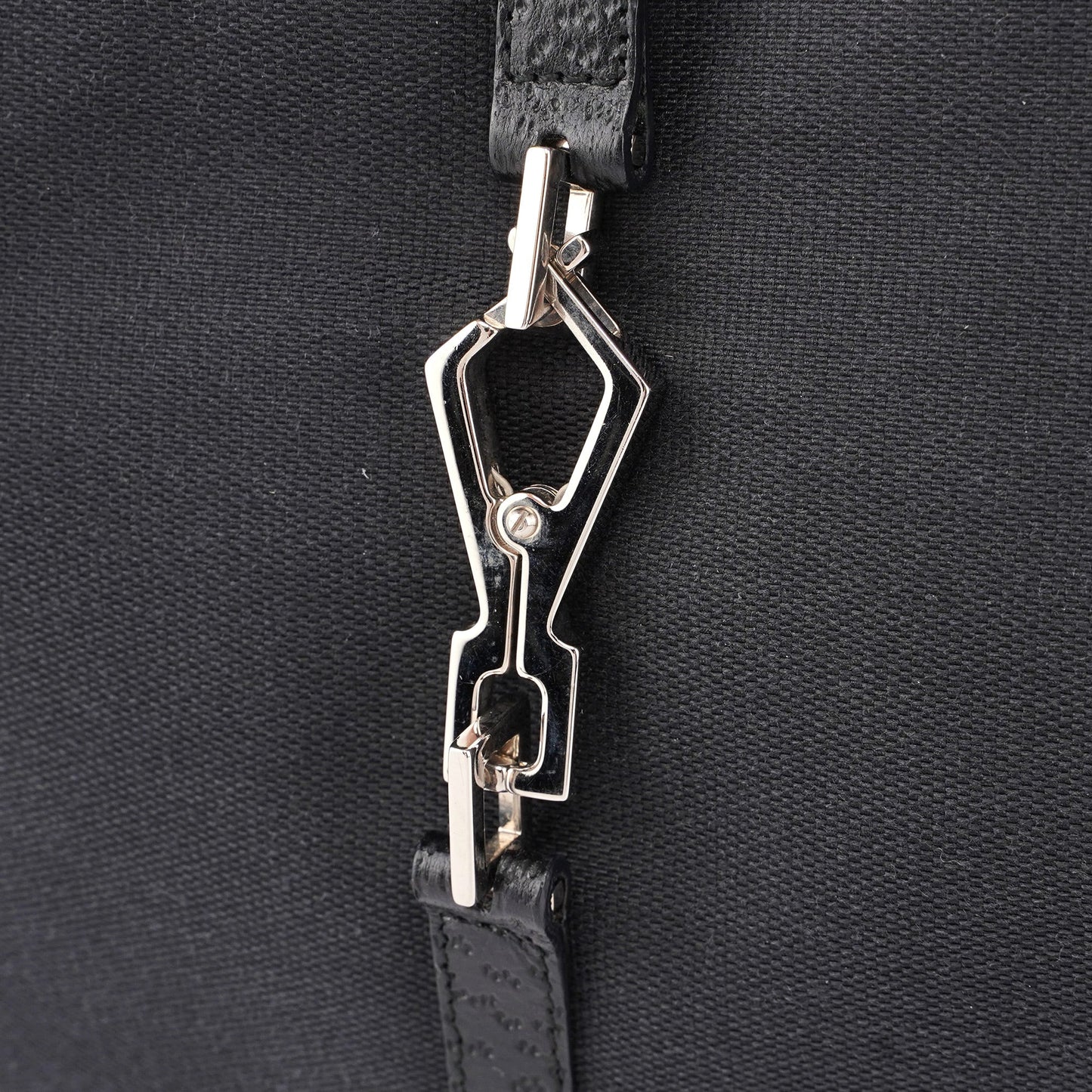 Black Canvas Jackie Bamboo Shoulder Bag