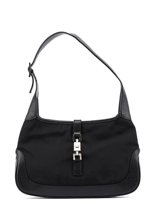 Black Canvas Jackie Shoulder Bag
