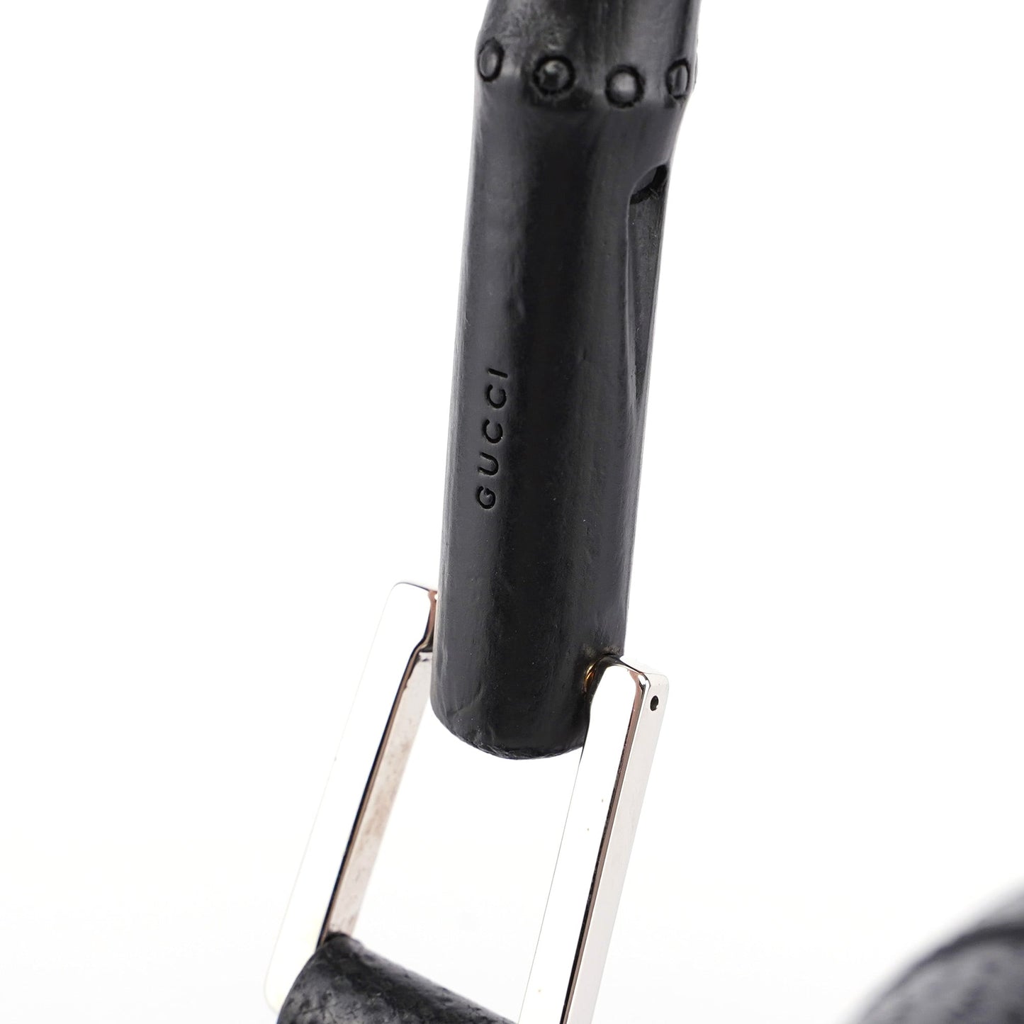 Black Canvas Leather Jackie Bamboo Shoulder Bag