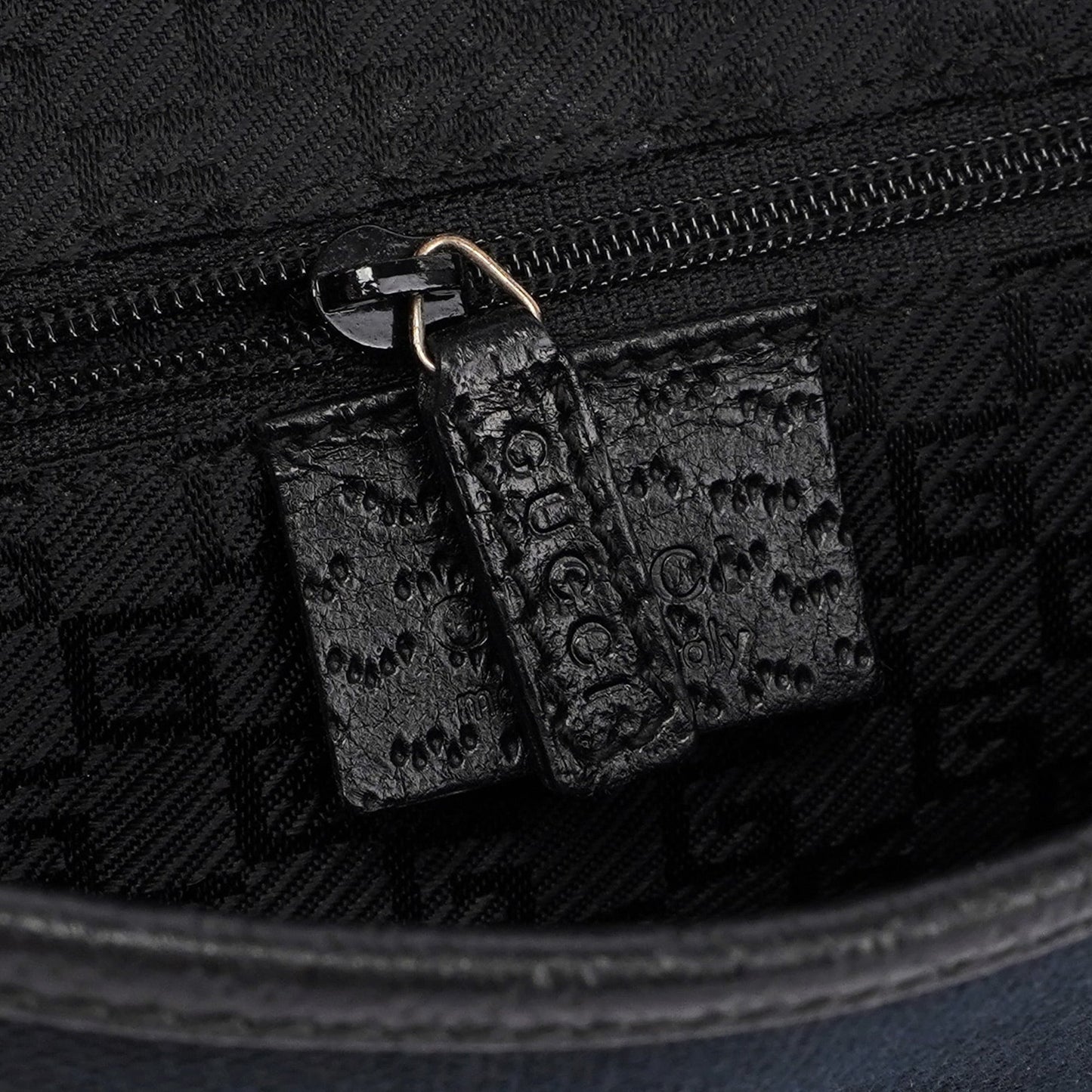 Black Canvas Leather Jackie Bamboo Shoulder Bag