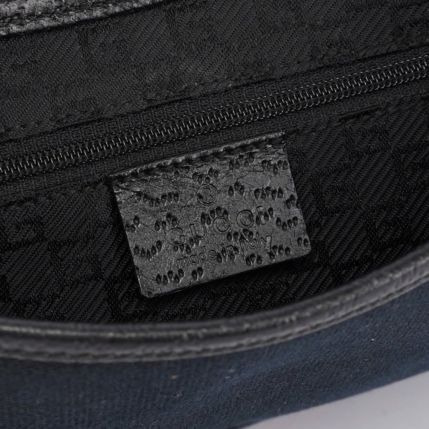 Black Canvas Leather Jackie Bamboo Shoulder Bag