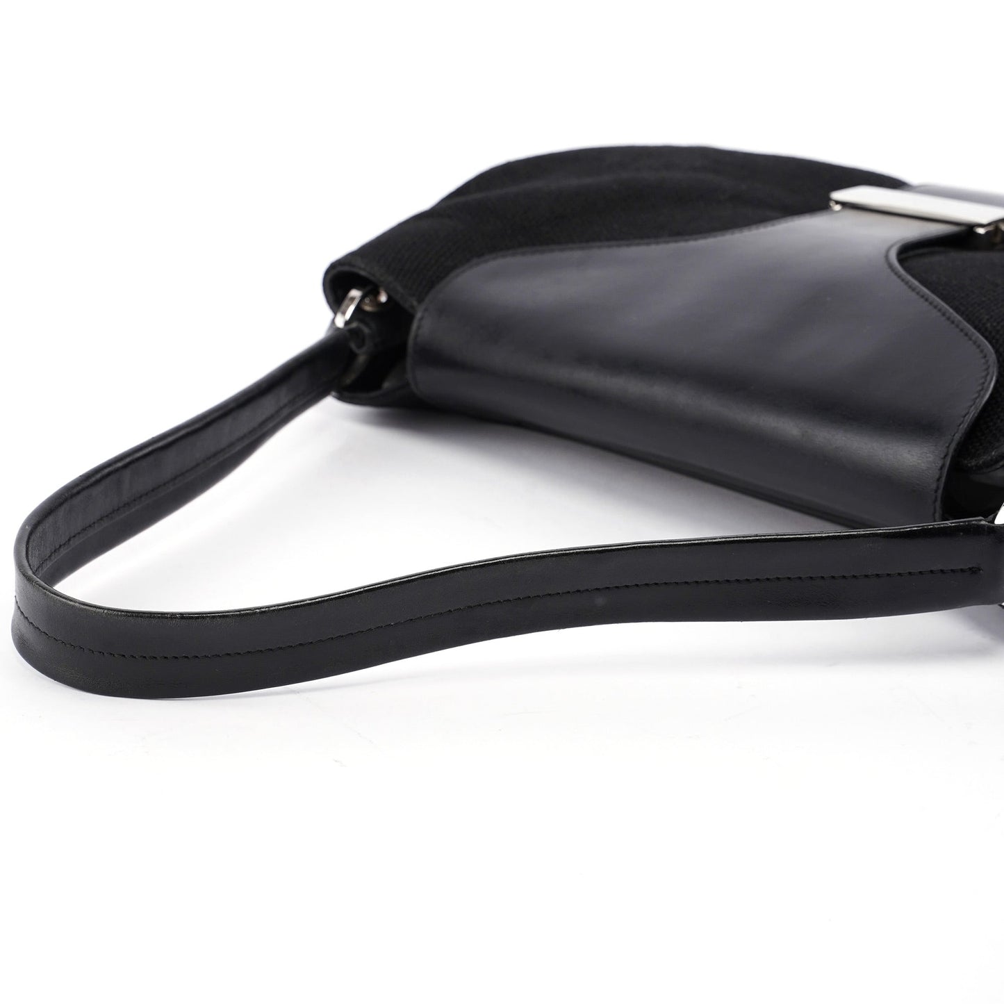 Black Canvas Leather Shoulder Bag