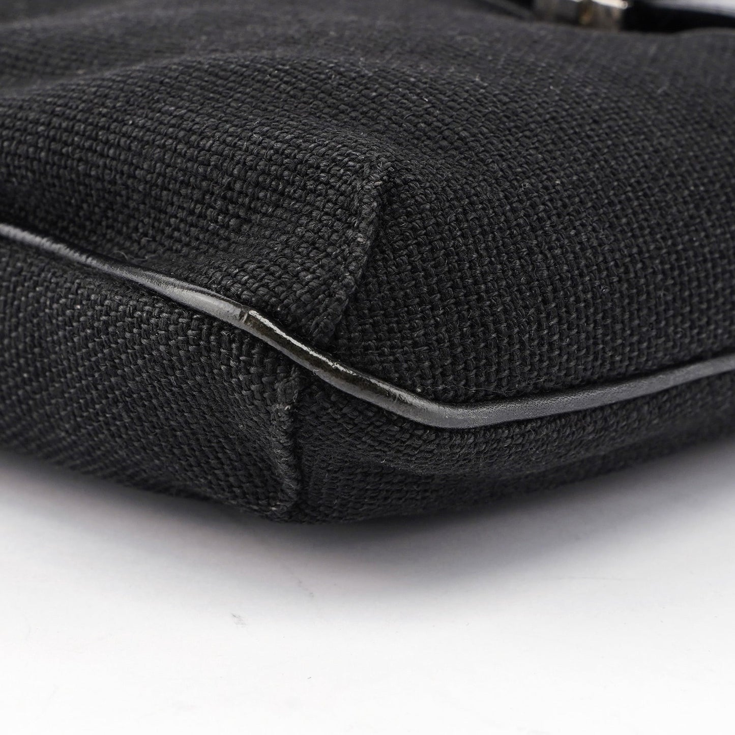 Black Canvas Leather Shoulder Bag