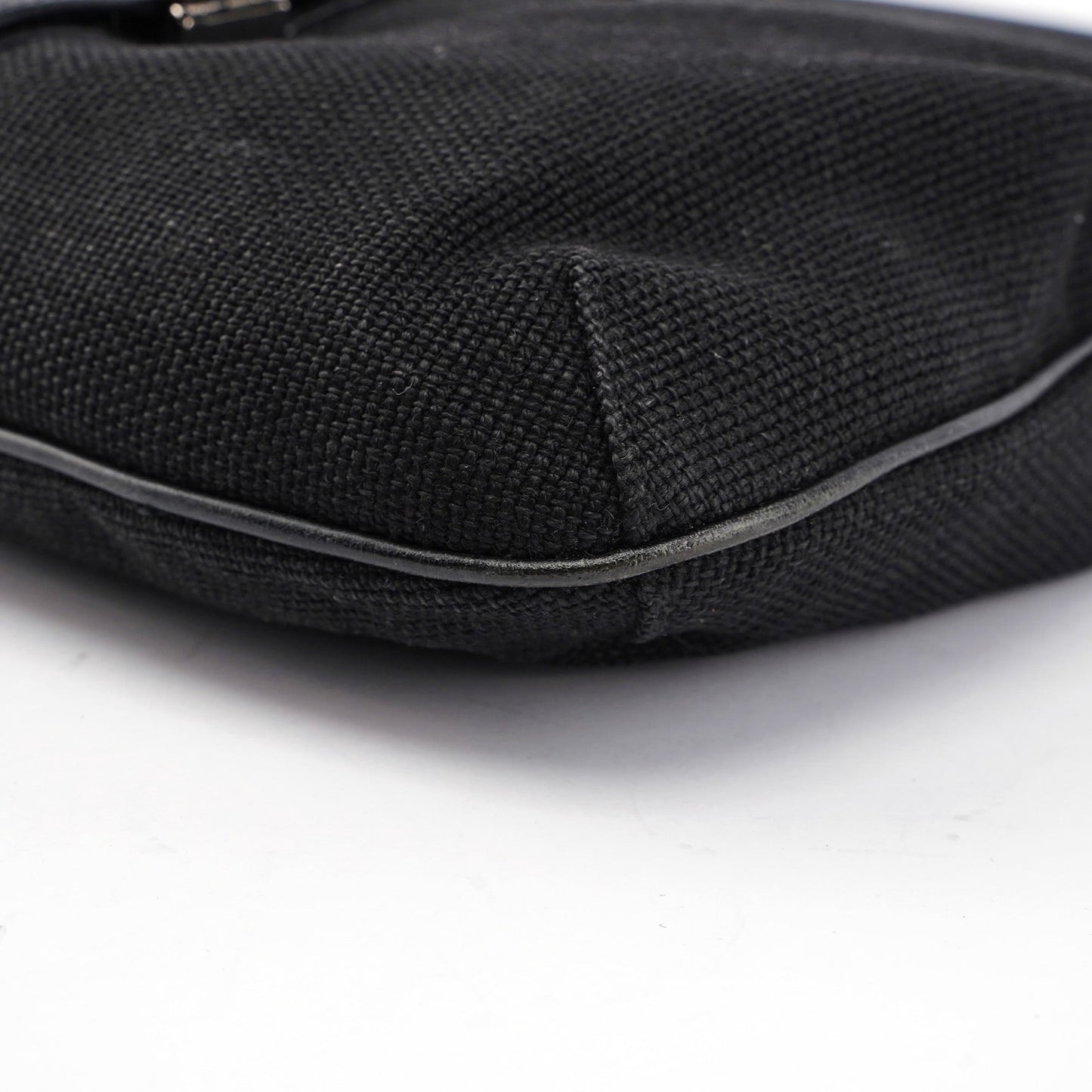 Black Canvas Leather Shoulder Bag