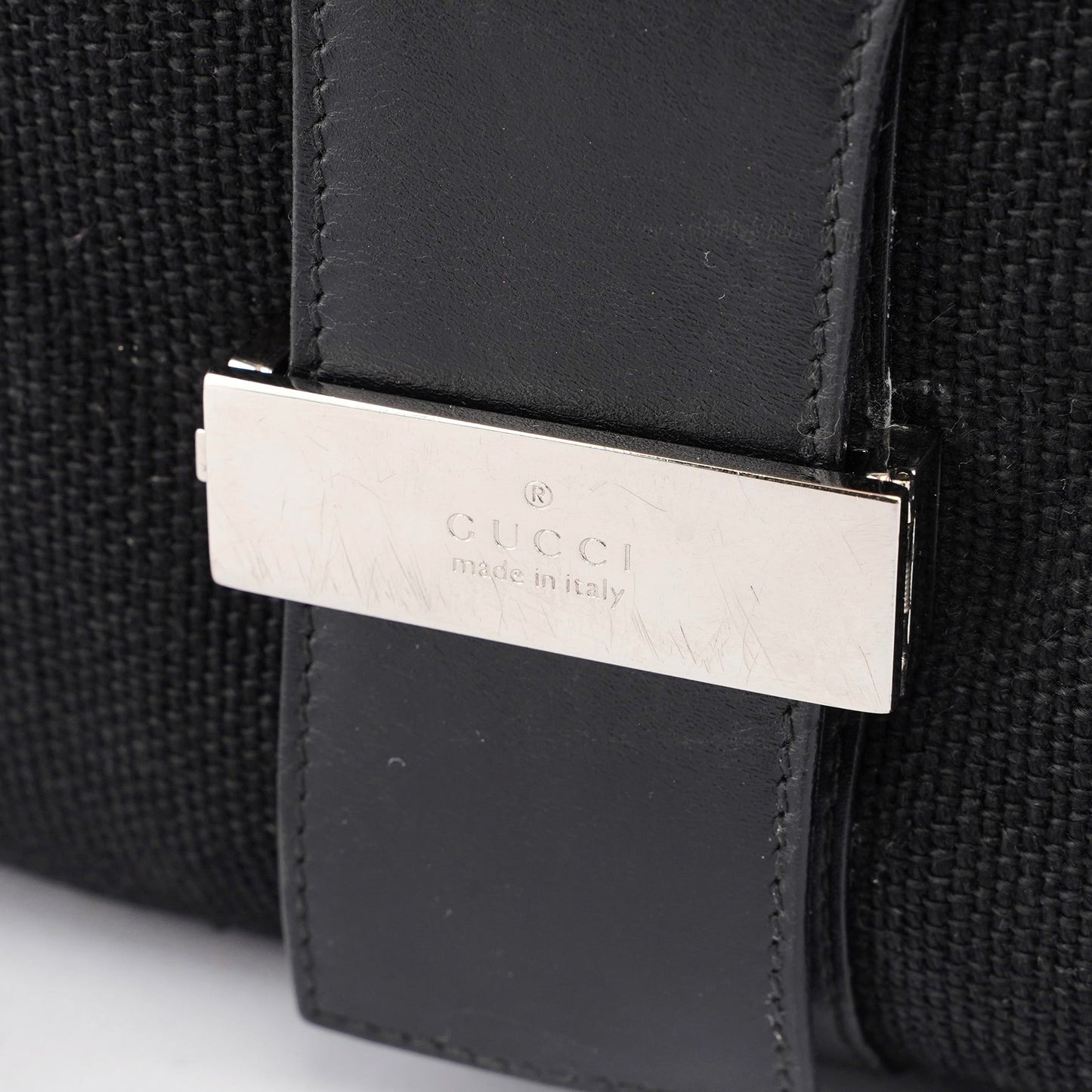 Black Canvas Leather Shoulder Bag