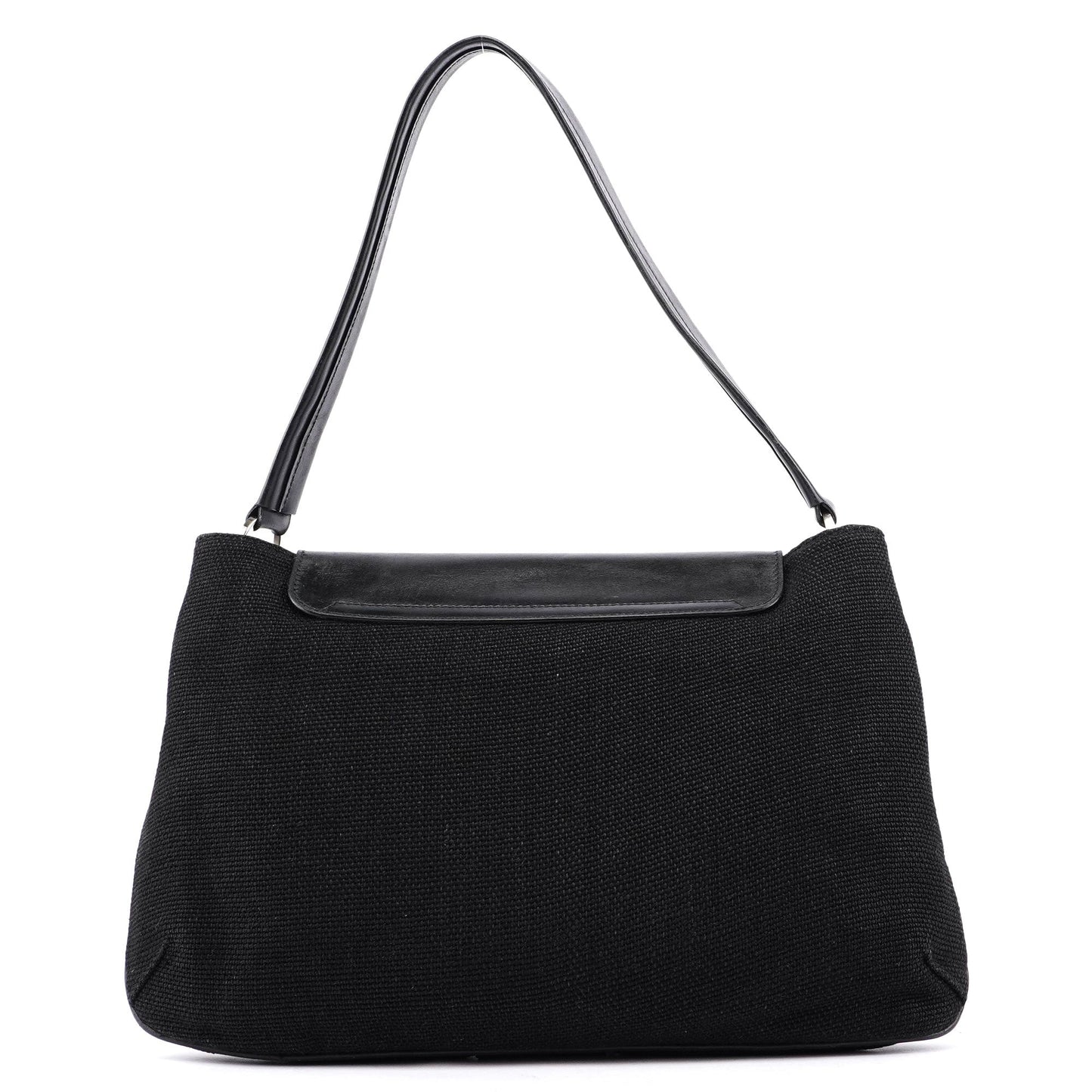 Black Canvas Leather Shoulder Bag