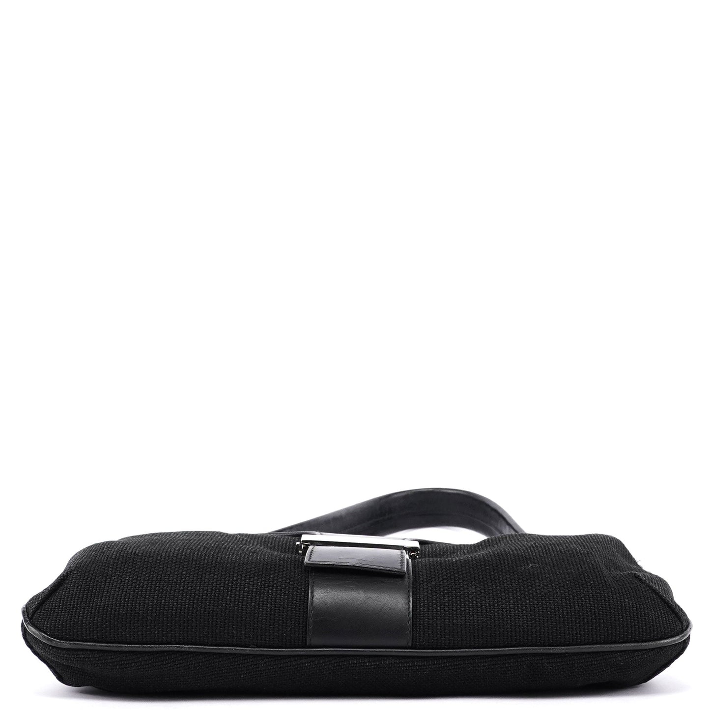 Black Canvas Leather Shoulder Bag