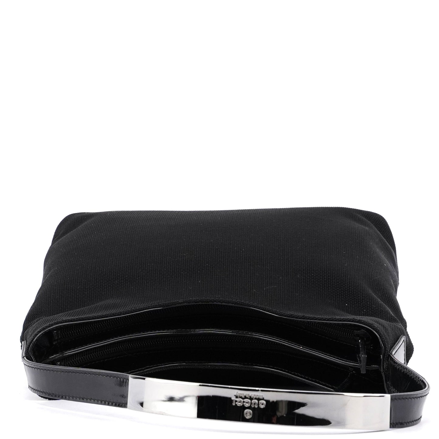 Black Canvas Silver Handle Shoulder Bag