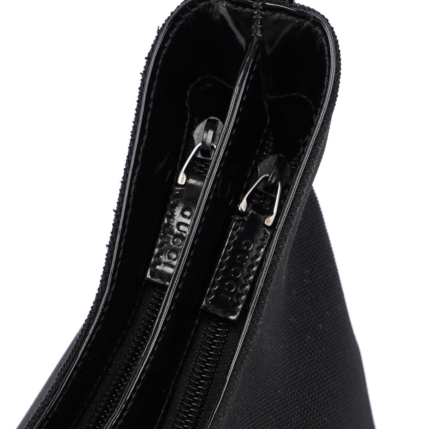 Black Canvas Silver Handle Shoulder Bag