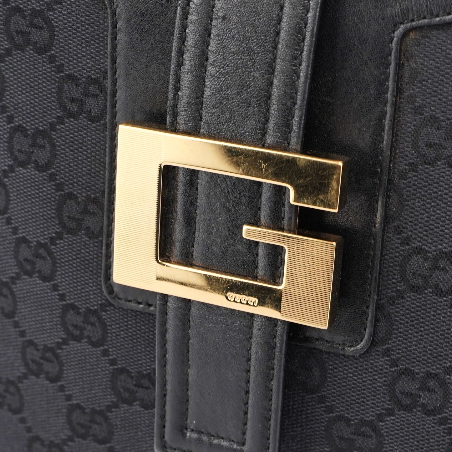 Black Canvas Square G Shoulder Bag