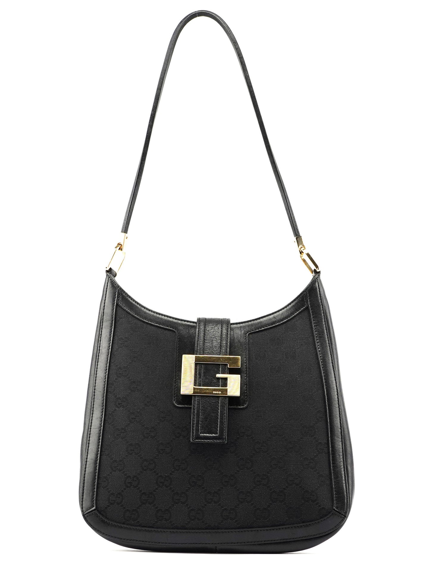 Black Canvas Square G Shoulder Bag