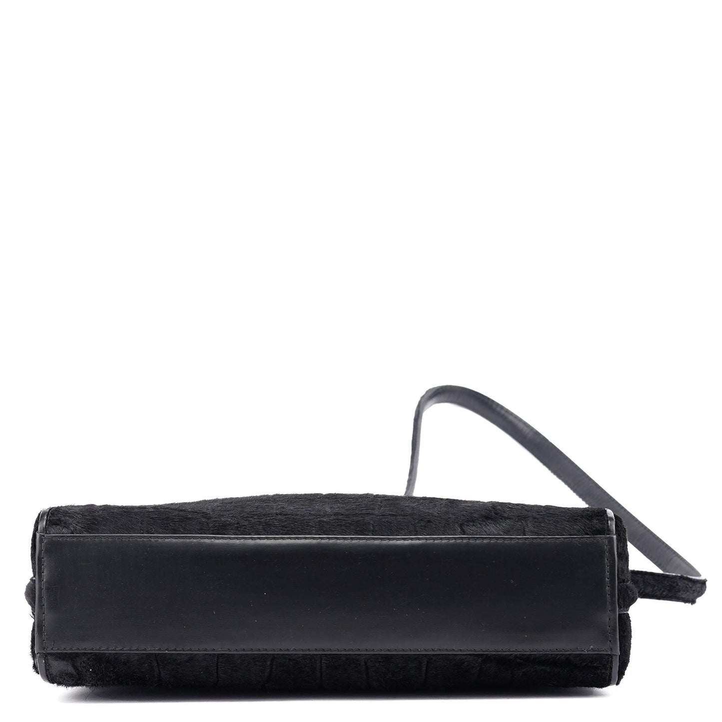 Black Embossed Ponyhair Shoulder Bag