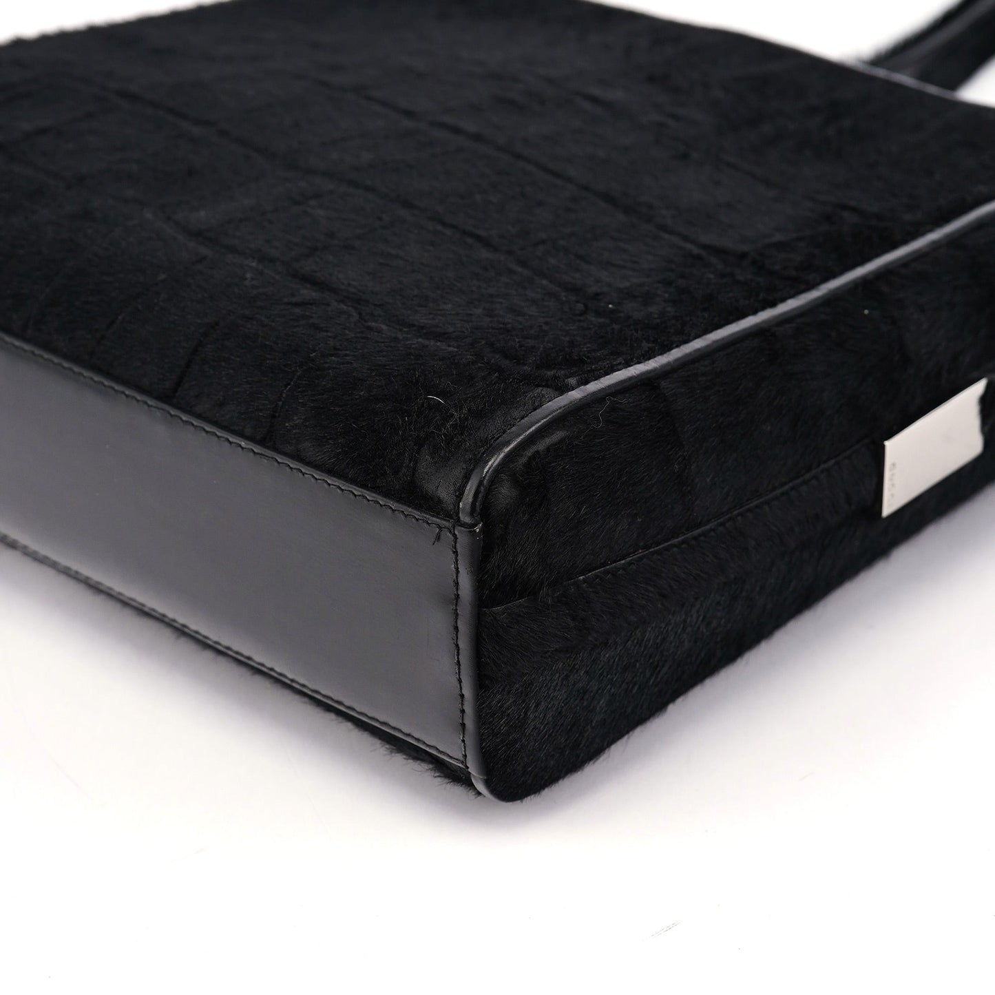 Black Embossed Ponyhair Shoulder Bag