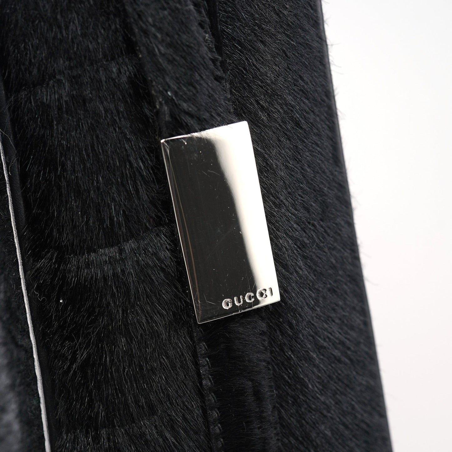 Black Embossed Ponyhair Shoulder Bag