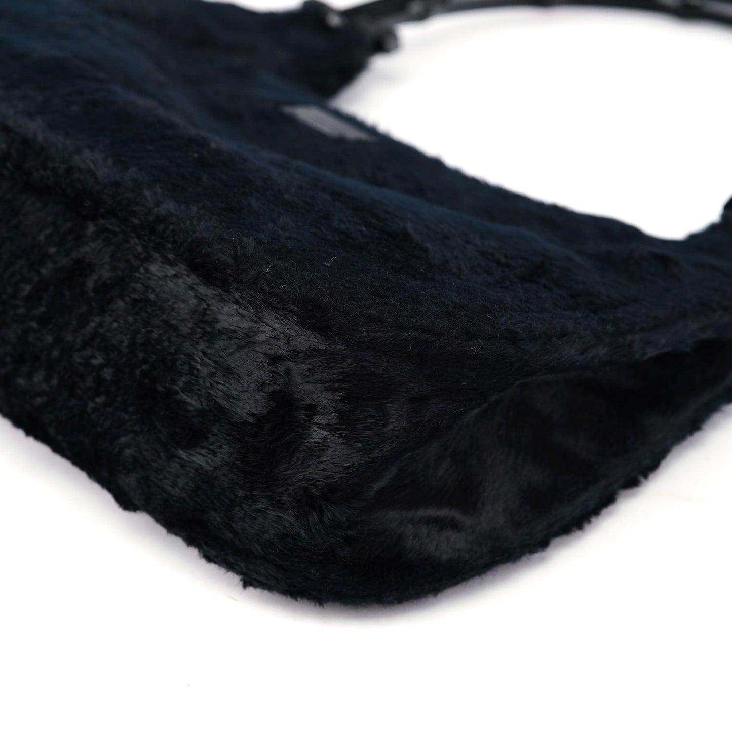 Black Faux Fur Bamboo Shoulder Bag