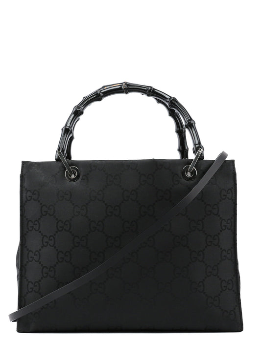 Black GG Bamboo 2-Way Tote