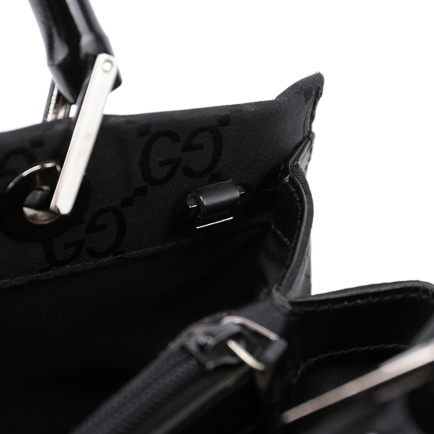 Black GG Bamboo 2-Way Tote