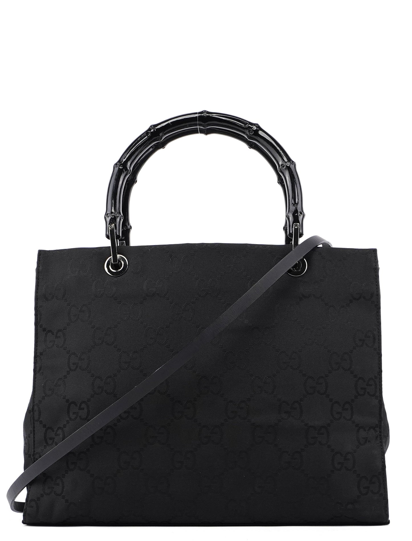 Black GG Bamboo 2-Way Tote