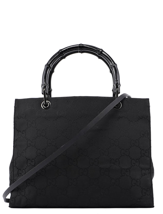 Black GG Bamboo 2-Way Tote