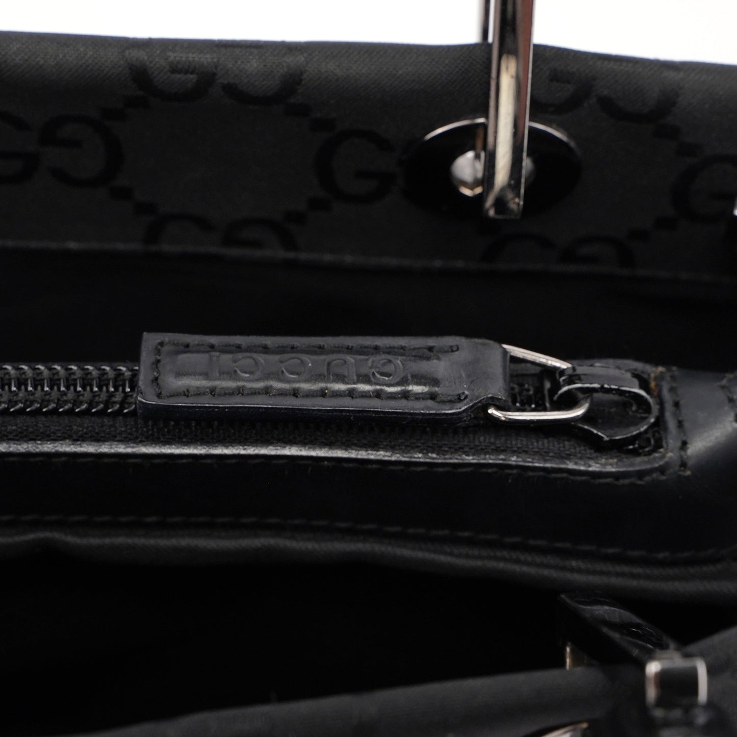 Black GG Bamboo 2-Way Tote