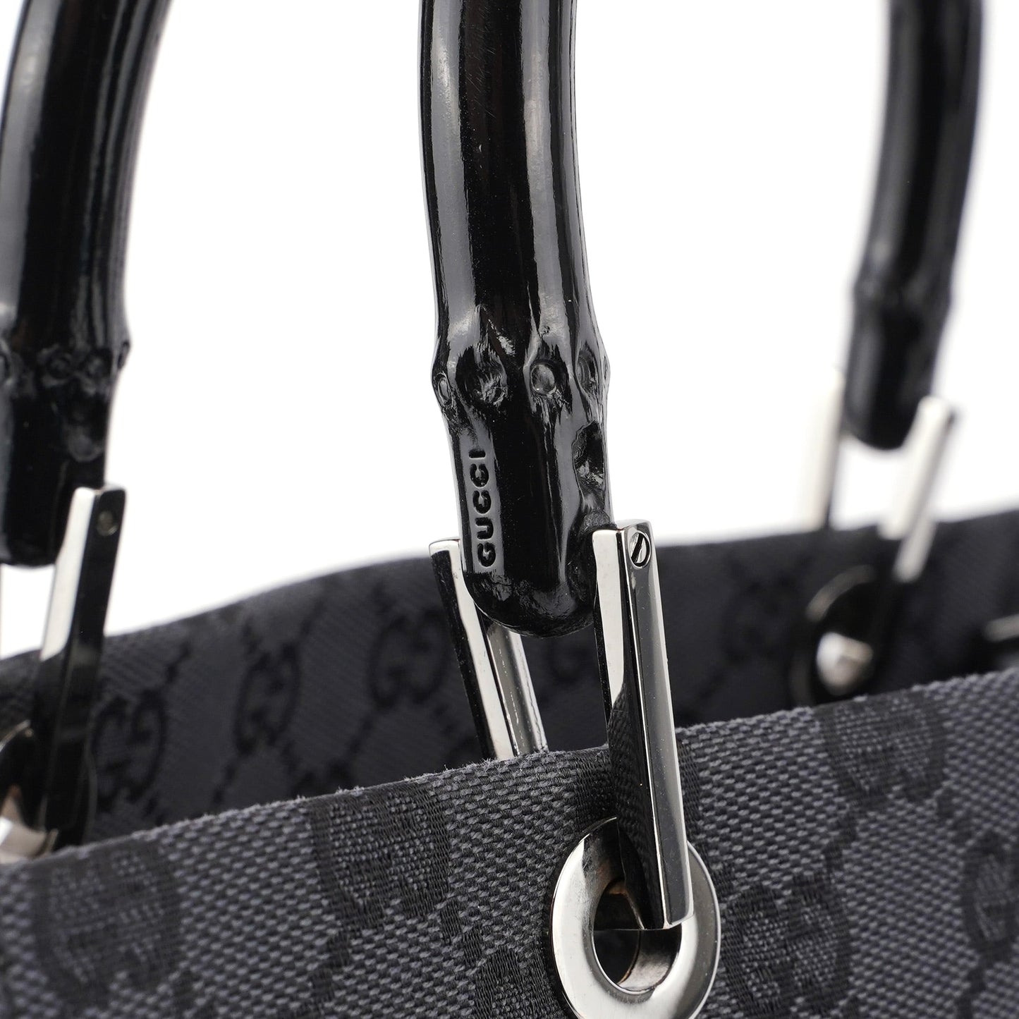 Black GG Bamboo 2-Way Tote Bag